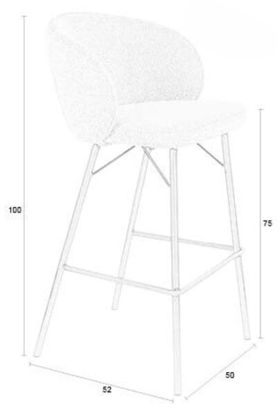 White Label Terakotově červená čalouněná barová židle WLL JOA 75 cm