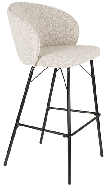 -25 % Dny MOMENTI– White Label Béžová čalouněná barová židle WLL JOA 75 cm