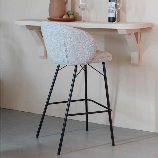 -25 % Dny MOMENTI– White Label Béžová čalouněná barová židle WLL JOA 75 cm