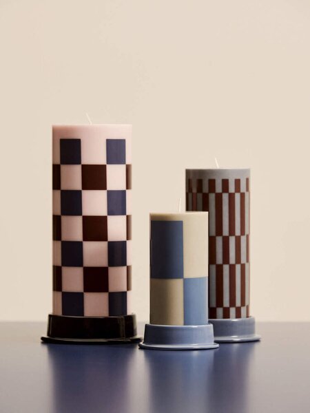 HAY Svíčka Column Candle Small, grey and blue