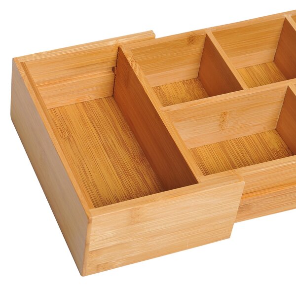 HOMCOM Organizér do zásuvky - Roztahovací Bambusový Organizér Přírodní 24,6 x 17,6 x 7 cm | Aosom