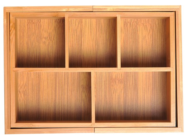 HOMCOM Organizér do zásuvky - Roztahovací Bambusový Organizér Přírodní 24,6 x 17,6 x 7 cm | Aosom