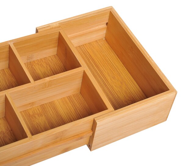HOMCOM Organizér do zásuvky - Roztahovací Bambusový Organizér Přírodní 24,6 x 17,6 x 7 cm | Aosom