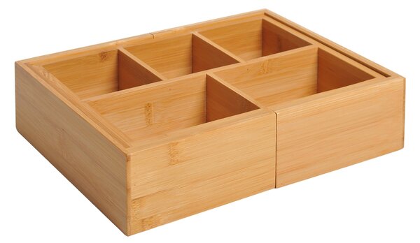 HOMCOM Organizér do zásuvky - Roztahovací Bambusový Organizér Přírodní 24,6 x 17,6 x 7 cm | Aosom