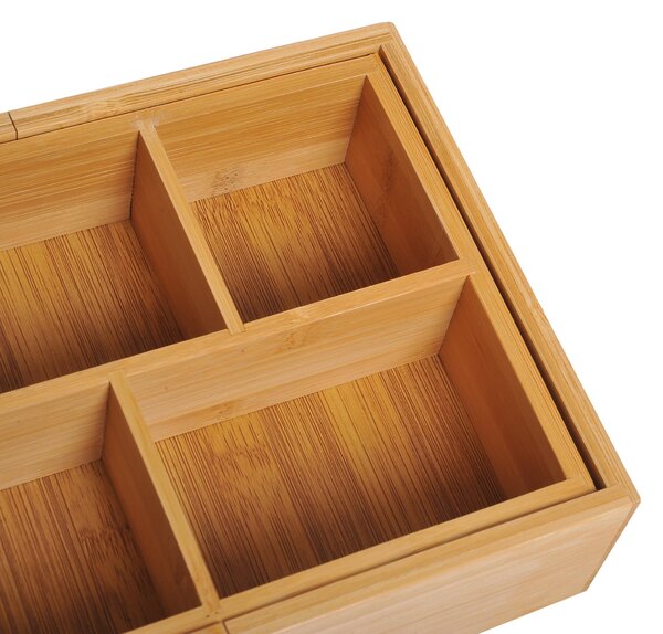 HOMCOM Organizér do zásuvky - Roztahovací Bambusový Organizér Přírodní 24,6 x 17,6 x 7 cm | Aosom