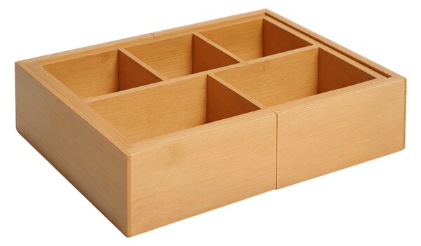 HOMCOM Organizér do zásuvky - Roztahovací Bambusový Organizér Přírodní 24,6 x 17,6 x 7 cm | Aosom
