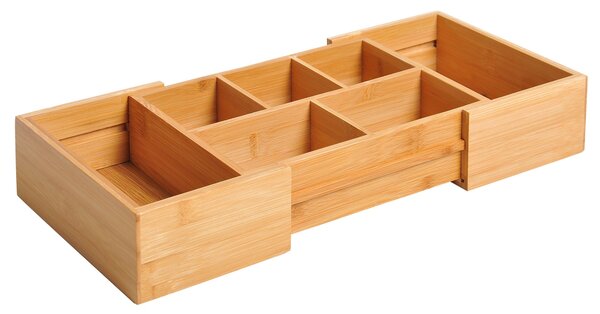 HOMCOM Organizér do zásuvky - Roztahovací Bambusový Organizér Přírodní 24,6 x 17,6 x 7 cm | Aosom