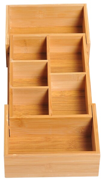 HOMCOM Organizér do zásuvky - Roztahovací Bambusový Organizér Přírodní 24,6 x 17,6 x 7 cm | Aosom