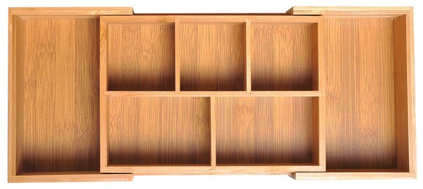 HOMCOM Organizér do zásuvky - Roztahovací Bambusový Organizér Přírodní 24,6 x 17,6 x 7 cm | Aosom