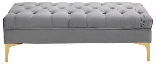 HOMCOM Lavice, Postelová lavice, Botníková lavice se zvýšenými nohami, Ložnice, Sametová světle šedá 118 x 45 x 42 cm | Aosom