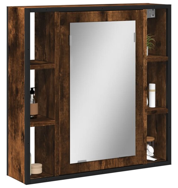 Koupelnová skříňka se zrcadlem kouřový dub 60x16x60 cm kompozit
