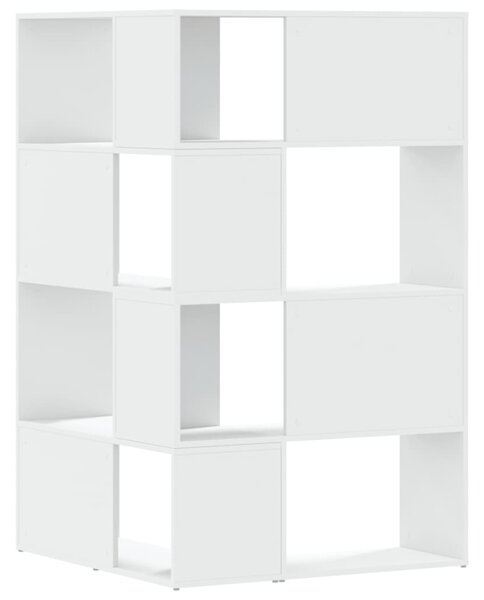 Rohová 4patrová knihovna bílá 85 x 85 x 140 cm kompozitní dřevo 3307810