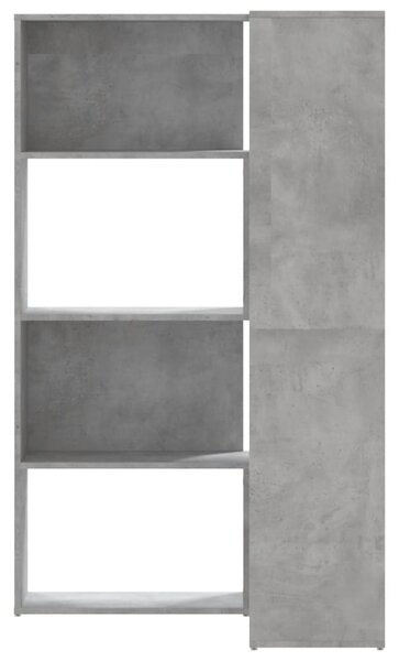 Rohová knihovna 4patrová betonově šedá 85x85x140 cm kompozit 3307813