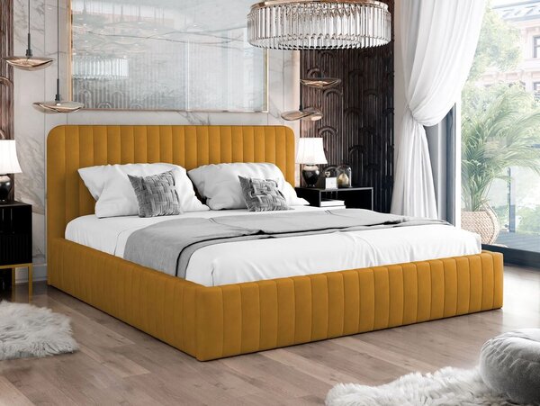 Manželská postel s úložným prostorem 140x200 GRINGO - hořčicová