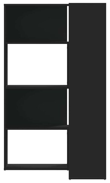 Rohová 4patrová knihovna černá 85x85x140 cm kompozitní dřevo 3307811