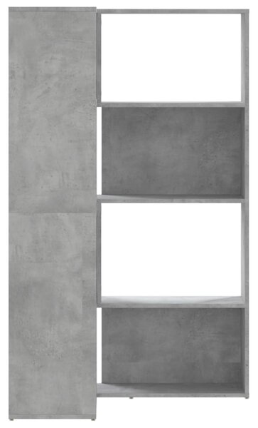 Rohová knihovna 4patrová betonově šedá 85x85x140 cm kompozit 3307813