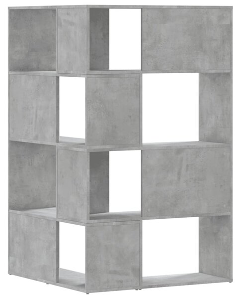 Rohová knihovna 4patrová betonově šedá 85x85x140 cm kompozit 3307813