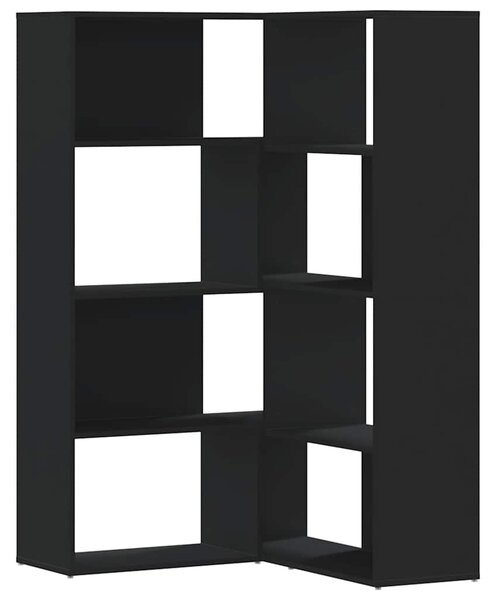 Rohová 4patrová knihovna černá 85x85x140 cm kompozitní dřevo 3307811