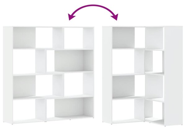 Rohová 4patrová knihovna bílá 85 x 85 x 140 cm kompozitní dřevo 3307810