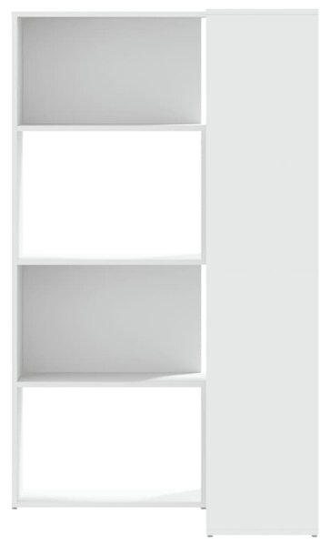 Rohová 4patrová knihovna bílá 85 x 85 x 140 cm kompozitní dřevo 3307810