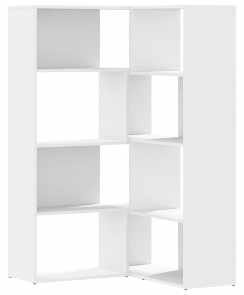 Rohová 4patrová knihovna bílá 85 x 85 x 140 cm kompozitní dřevo 3307810