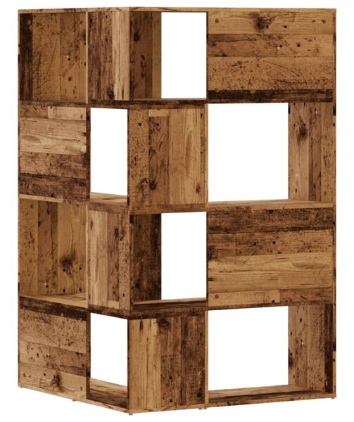Rohová knihovna 4patrová old wood 85x85x140 cm kompozitní dřevo 3307817