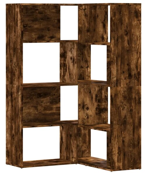 Rohová knihovna 4patrová kouřový dub 85 x 85 x 140 cm kompozit 3307814