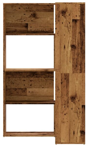 Rohová knihovna 4patrová old wood 85x85x140 cm kompozitní dřevo 3307817