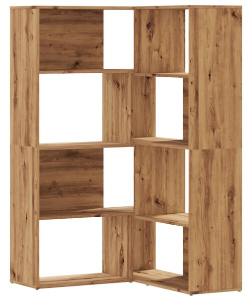 Rohová knihovna 4patrová dub artisan 85 x 85 x 140 cm kompozit 3307818