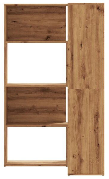 Rohová knihovna 4patrová dub artisan 85 x 85 x 140 cm kompozit 3307818