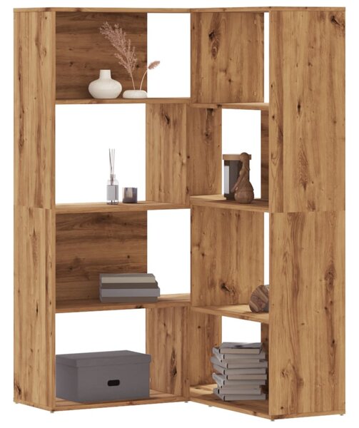 Rohová knihovna 4patrová dub artisan 85 x 85 x 140 cm kompozit 3307818