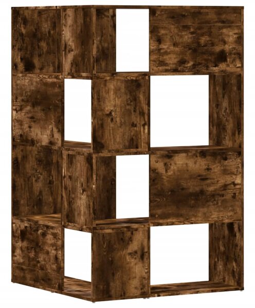 Rohová knihovna 4patrová kouřový dub 85 x 85 x 140 cm kompozit 3307814