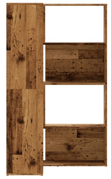 Rohová knihovna 4patrová old wood 85x85x140 cm kompozitní dřevo 3307817
