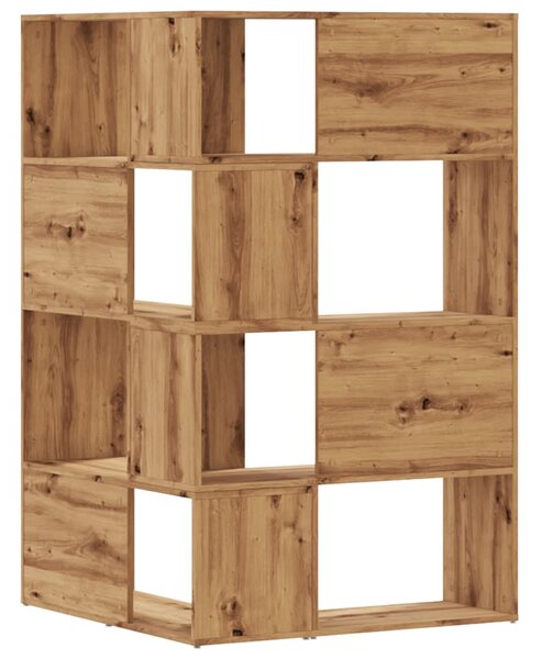 Rohová knihovna 4patrová dub artisan 85 x 85 x 140 cm kompozit 3307818