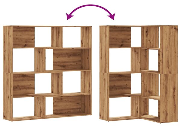 Rohová knihovna 4patrová dub artisan 85 x 85 x 140 cm kompozit 3307818