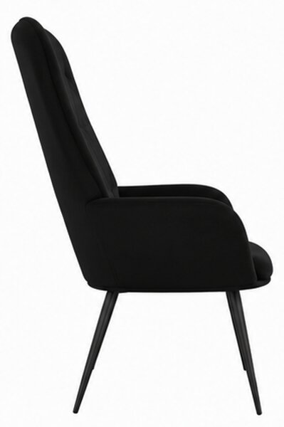 Relaxační křeslo, odpočinkové, dřevo/kov/samet, 96x69x78 cm, nohy černé/černá, Dekorino KR20260067