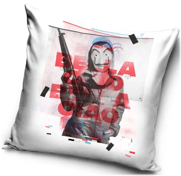 Dekorační polštář Papírový dům - Money Heist – Bella Ciao - 40x40 cm
