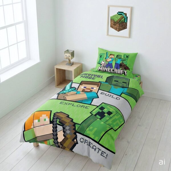 Oboustranné ložní povlečení z mikrovlákna Survival Mode - Minecraft - 70x90 cm + 140x200 cm