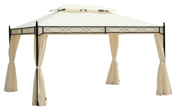 Outsunny Luxusní Pavilion Zahradní Altán Party Stan Marquee Pagoda 3x4m Krémová | Aosom