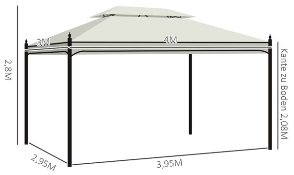 Outsunny Luxusní Pavilion Zahradní Altán Party Stan Marquee Pagoda 3x4m Krémová | Aosom