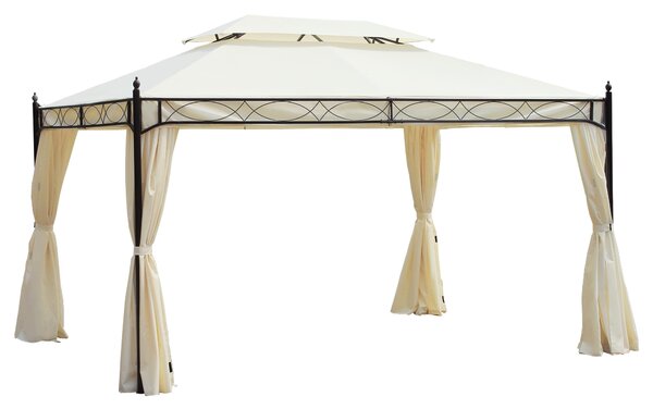 Outsunny Luxusní Pavilion Zahradní Altán Party Stan Marquee Pagoda 3x4m Krémová | Aosom