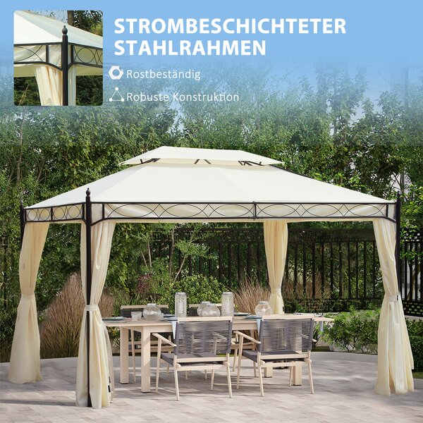 Outsunny Luxusní Pavilion Zahradní Altán Party Stan Marquee Pagoda 3x4m Krémová | Aosom