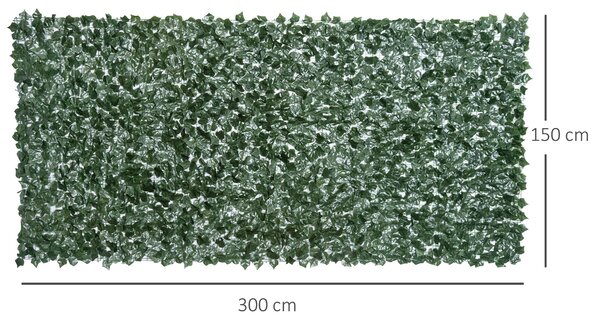 Umělý živý plot Outsunny - Ochranná clona na soukromí, UV ochrana, Zelená clona na balkon, Zahradní clona s listy 300 x 150 cm | Aosom
