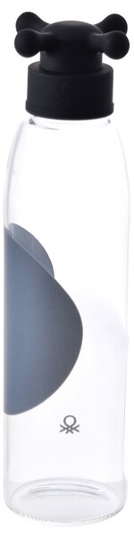 Láhev z borosilikátového skla s černým vrškem United Colors of Benetton 550 ml