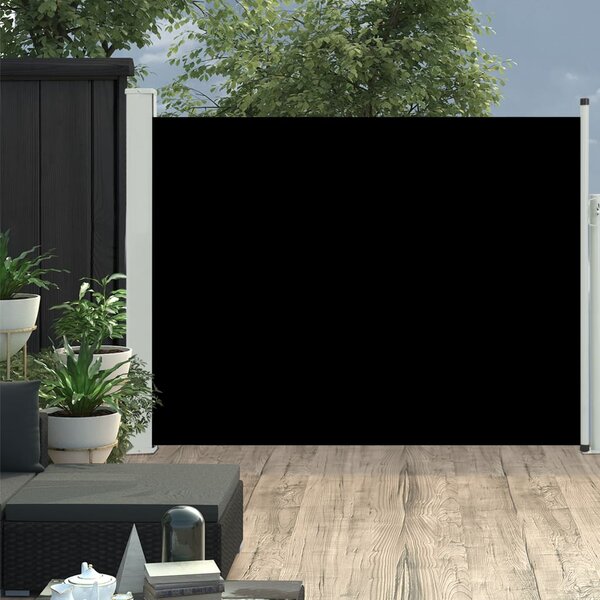 Zatahovací boční markýza/zástěna na terasu 140 x 500 cm černá