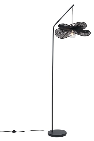 Art Deco stojací lampa černá s černým stínidlem - Nest
