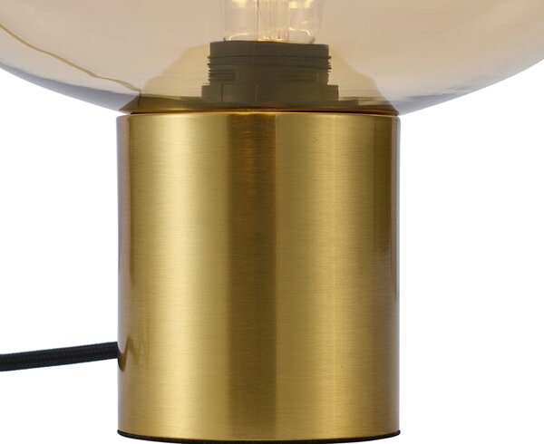 Designová stolní lampa mosazná s jantarovým sklem - Umbrella