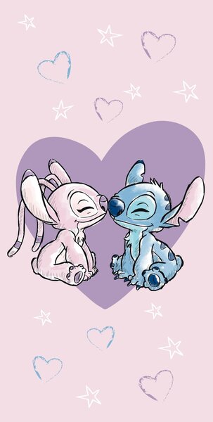 Jerry Fabrics Bavlněná froté osuška 70 x 140 cm - Lilo and Stitch "love"