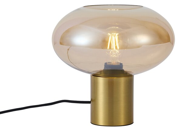Designová stolní lampa mosazná s jantarovým sklem - Umbrella