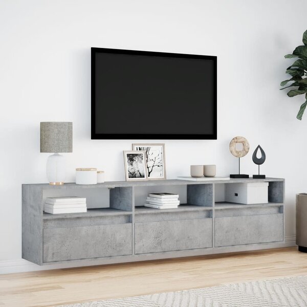 Nástěnná TV skříňka s LED betonově šedá 180 x 31 x 45 cm 3307943